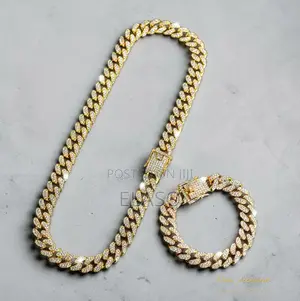 Unisex Exquisite Cuban Link Chain Necklace and Bracelet Set