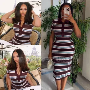 Short Sleeved Stripped Dress