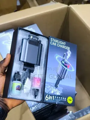 Starlight Car Charger 6in1 120w Retractable Typec Lightnin Diffuser.