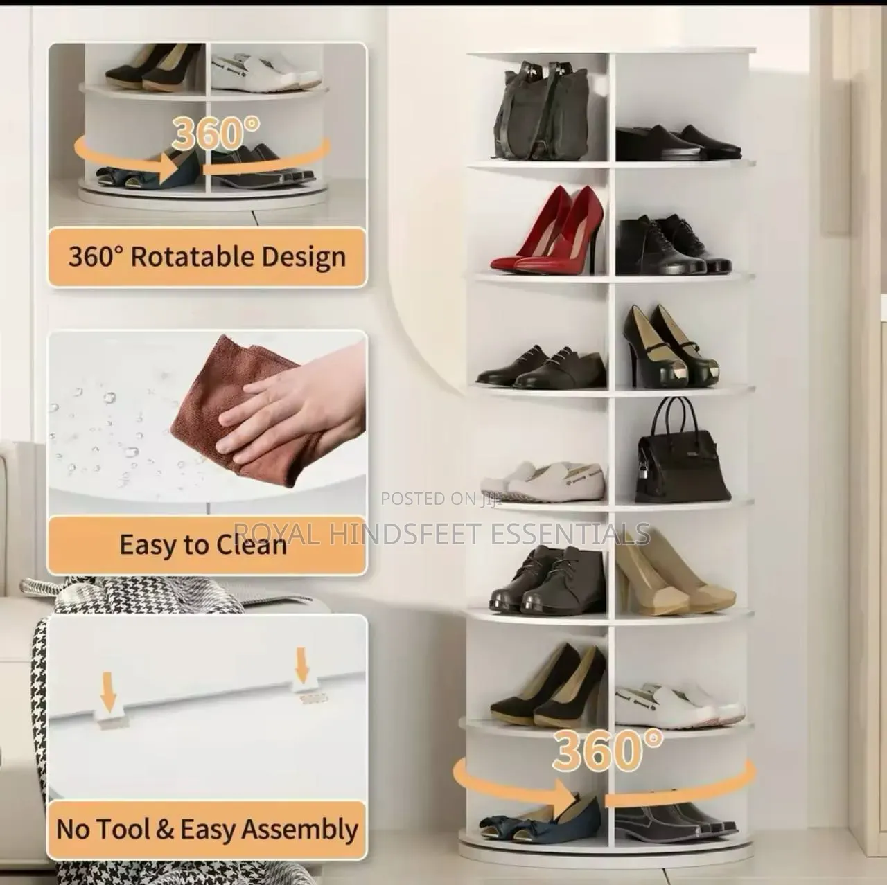 360° Rotating Multi-Function Shoe Rack
