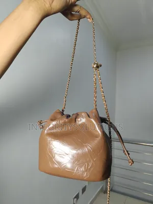 Leather Drawstring Bucket Bag