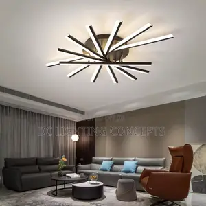 Modern Aluminum Acrylic Semi Flush Led Spiral Long Ceiling Light.