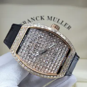 Frank Muller Leather Strap Wristwatch With Crystal Stone