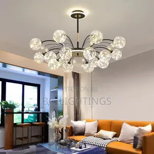 Modern Luxury Glass Ball Chandelier Led Black Lamp Clear Star