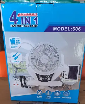 Brand New 6 Inch Table Fan - 3 Speed + Usb + Solar and 2 Led Bulbs
