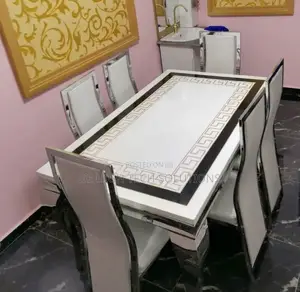 Luxury Modern Dining Set – Sleek White Black Geometric Design