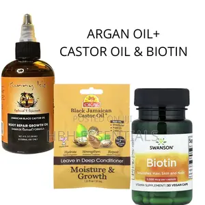 Ultimate Hair Growth Combo, Argan Oil + Castor Oil + Biotin