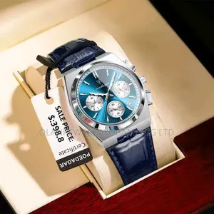 Treading Black Leather Wristwatch