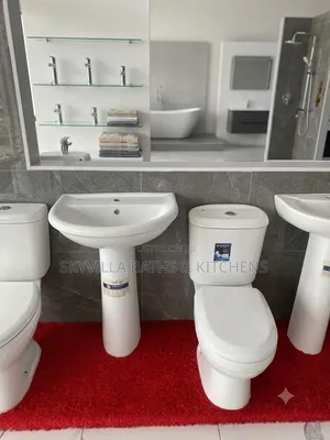 Sweethome White Ceramic Bathroom Suite – Contemporary Pedestal Sink
