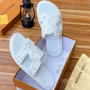 Classic White and Green Color Slippers