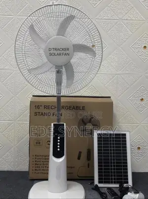 Solar Rechargeable Standing Fan With Panel