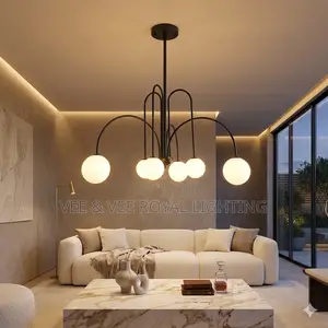 Astra 6 Light Matte Black Chandelier - For Bedroom, Living Room, Hotel