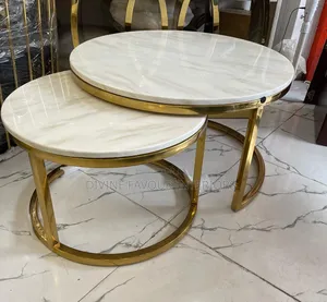 2 in 1 Faux Marble Center Table - White