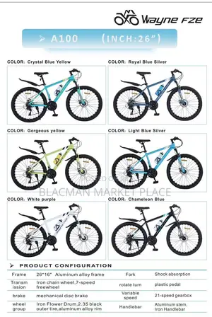 A100 Premium Aluminum Alloy 26" Mountain Bike - 21 Speed Gear