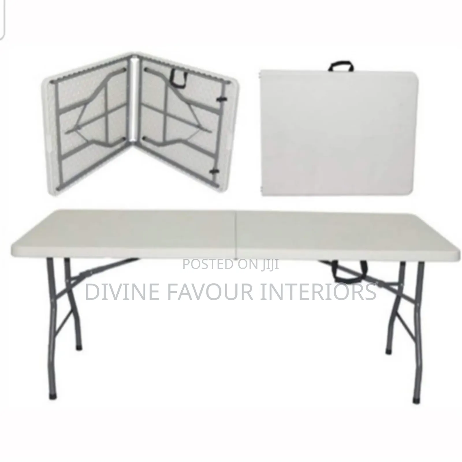 Outdoor Rectangular Plastic Folding Table - White
