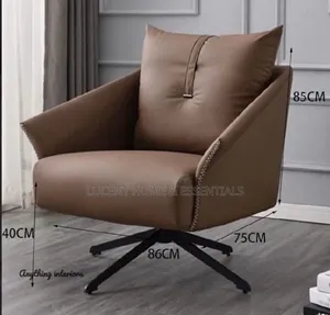 Luxury Swivel Single Sater Armchair Premium Brown Leather Lounge Chair