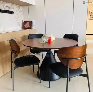 A Set of Dinning Table 3 Top Leather Chairs