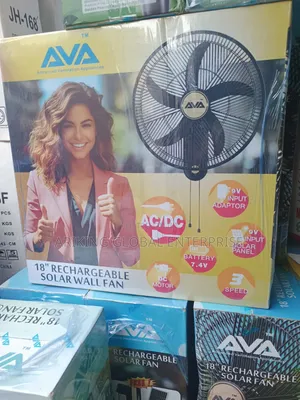Ava 5blade Wall Rechargable Solar Fan