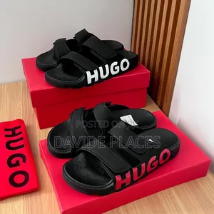 Quality Original Hugo Unisex Slide Black With White Strip