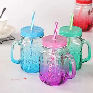 Color Mug With Cover and Straw