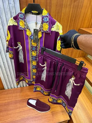 Luxury Update Versace Men “Hall of Statues” Silk Shirt and Shor
