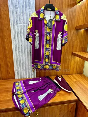 Luxury Update Versace Men “Hall of Statues” Silk Shirt and Shor