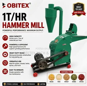 1ton/Hr Industrial Hammer Mill – Grain Crusher/Feed Processing Machine