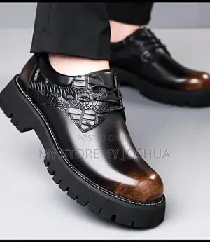 Textured Leather Chunky Platform Derby Shoe