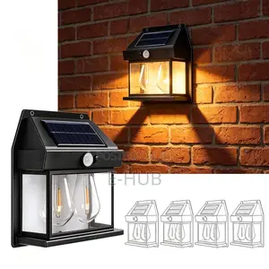 Motion Sensor Solar Wall Light With Double Bulb