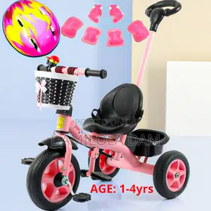 Kids Bicycle With Pusher And Protection Guards Pink Color