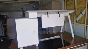 ​Luxury White Executive Table With Drawer Unit