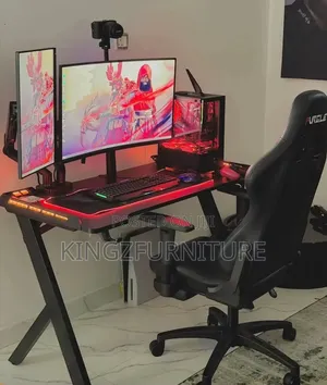Y-Shaped RGB Led Gaming Desk, With Gaming Chair