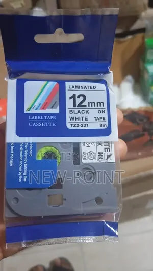 12mm Label Tape Cartridge Black on White for Brother Label Maker