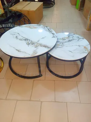Marble Wooden Center Table - White