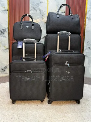 Set of 6 Leather Traveling Luggage Boxes