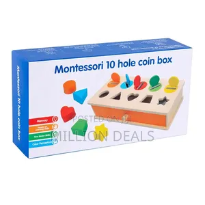 Montessori 10-Hole Wood Coin Box Educational Toy Ages 3+