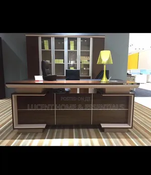 Luxury Executive Office Desk Glass Cabinet Set Brand New