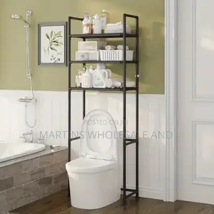 Black, 3-Tier Freestanding Bathroom Shelf Features a Durable Steel Fr