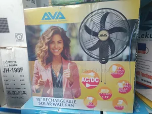 18-Inch Ava Rechargeable Wall Fan –Solar Charging, 3-Speed Cooling Fan