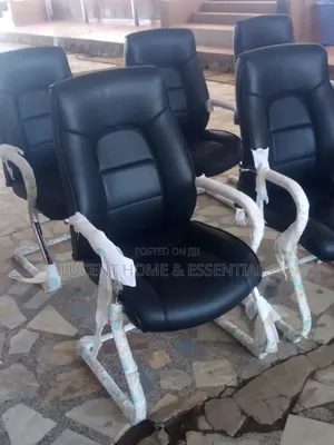 High-Back Black Leather Office Reception Conference Chairs