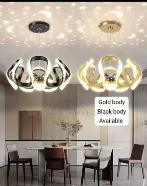 3 Drop Gold and Black Pendant Lights or Chandelier Lights.