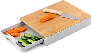 2in1 Bamboo Vegetable Cutting Board With Pull‐Out Base Tray T361