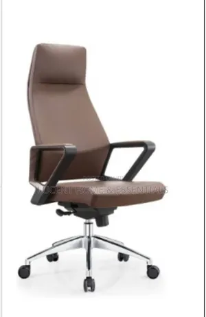 Modern Executive Office Chair - High-Back Brown Leather Seat Brand New