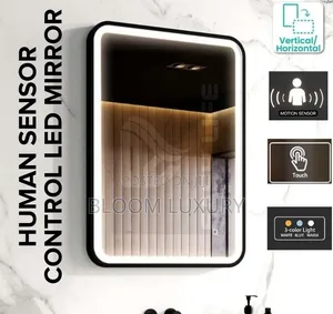 80×60cm Black and Gold Human Sensor Led Mirror