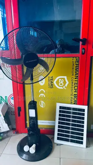 18" Jd Solar Standing Fan With Solar Panel Extra Bulb 