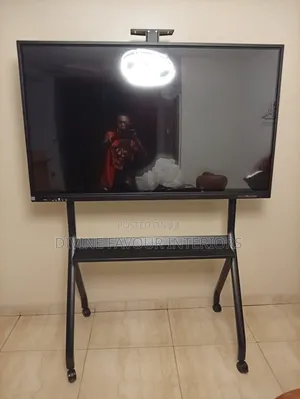 A S 55-100'' Black Mobile Television Stand With Wheels