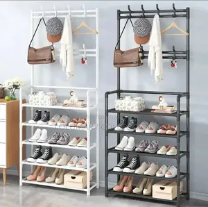 Multi-Tier Shoe Rack With Bag Hanger | Shoe Storage Organizer