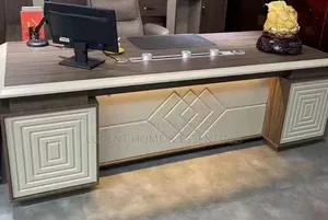 Luxury Ceo Executive Office Desk With Built in Media Hub Led Lighting