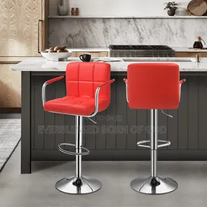 Adjustable Sleek Chrome Base Modern Office-Bar Stool