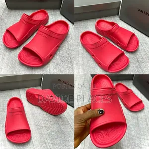 Quality Original Balenciaga Unisex Rubber Slide Red